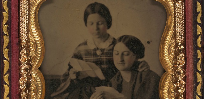 Two Girls Reading Letters during the Civil War