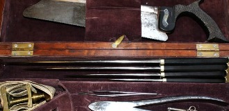 A detail of a Civil War era amputation kit