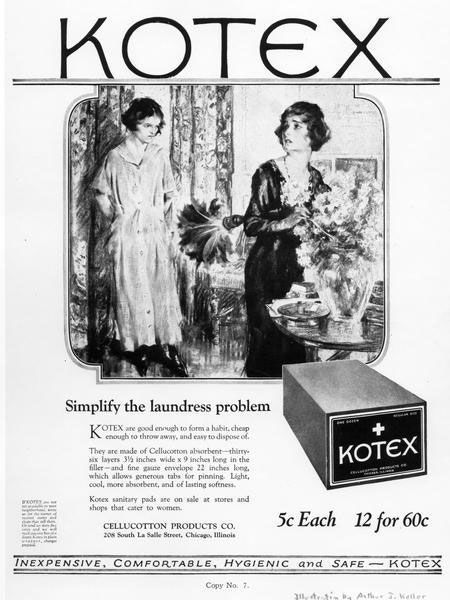 Early advertisement for Kotex pad Courtesy of the Wisconsin Historical Society, WHS-7001