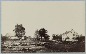 Dead bodies of men and horses still remained on the field at Gettysburg by the time Clara Jones arrived in late July 1863. Courtesy of the Library of Congress.