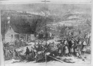 A battle as seen by a reserve – Harper’s Weekly illustration of field hospital scene similar to one McCarter witnessed (Courtesy of the Library of Congress)