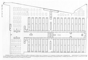 Plan of Satterlee Hospital in West Philadelphia.  Each ward (labeled #2) had a water closet and bath room at the far end.  Water was supplied from the Schuylkill River by the West Philadelphia water works.  