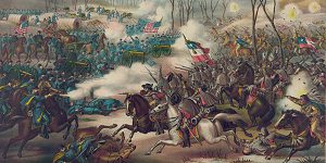 Post War painting of The Battle of Pea Ridge.