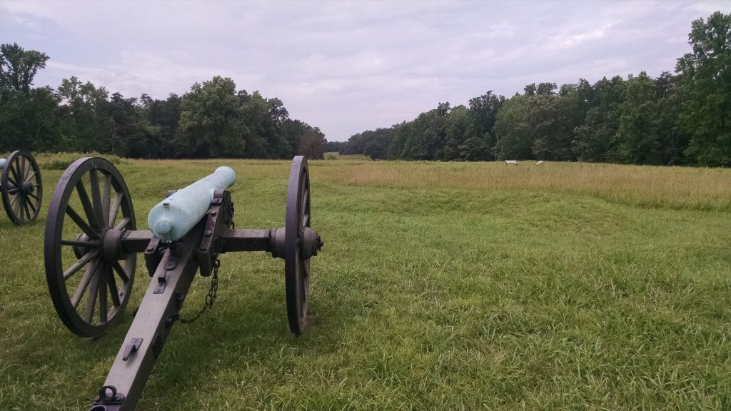 View from former Union artillery positions at Fairview. The "log cabin" hospital was near here. (Photo by author)