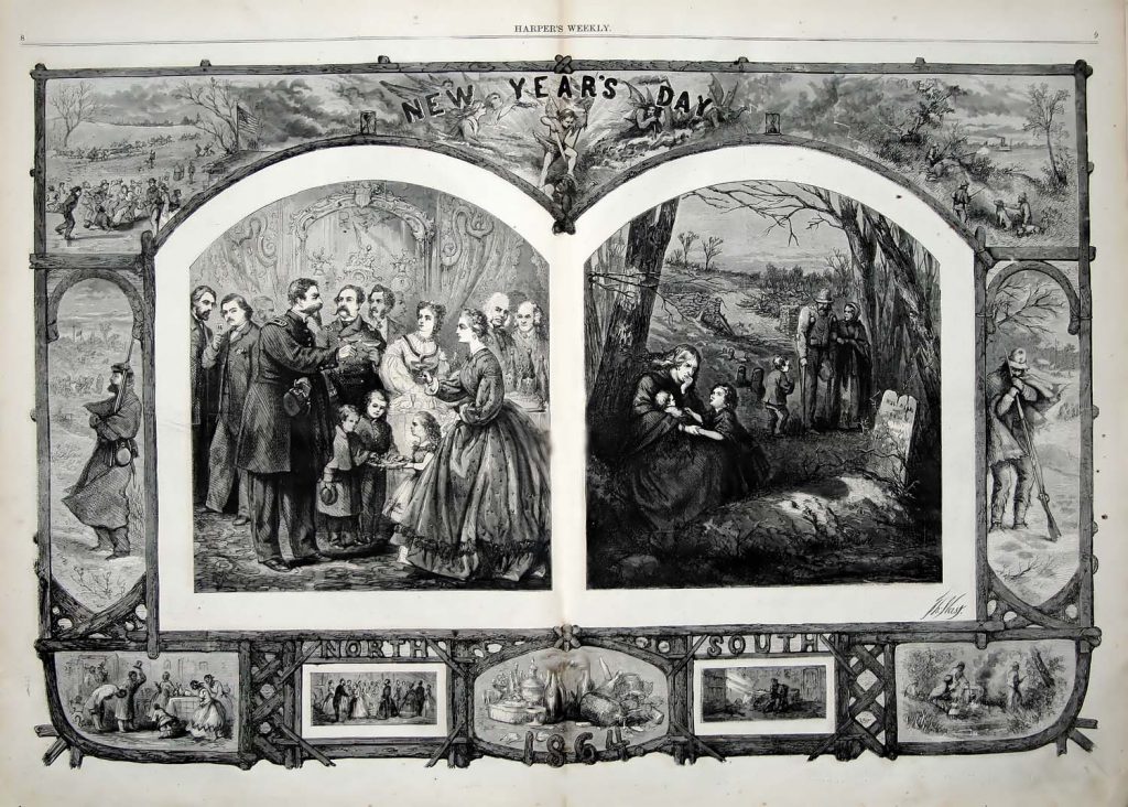 Thomas Nast's 1864 New Years Day illustration for Harpers Weekly